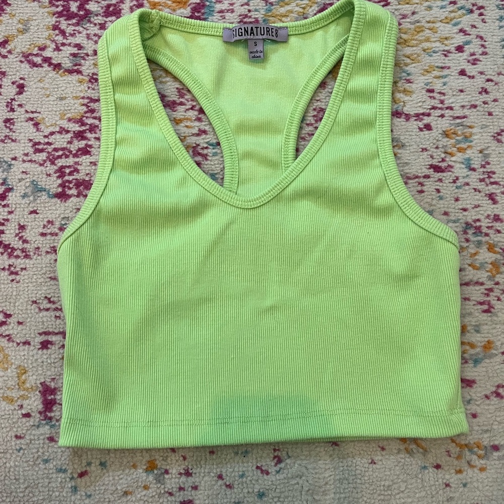 Signature Neon Green Ribbed Tank